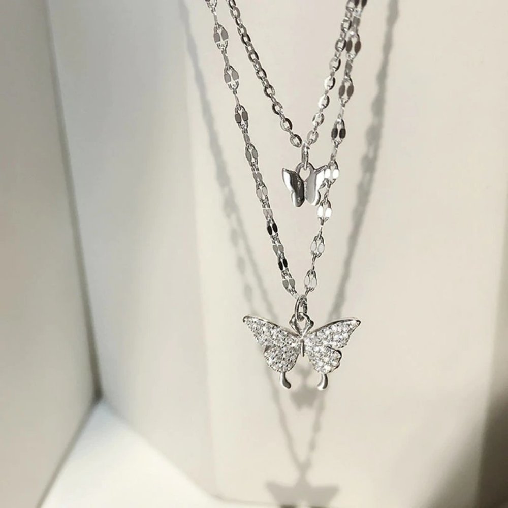 *925 Sterling Silver Diamond Butterfly Necklace A1 - Picture 5 of 11